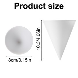 Lyreh 16pcs Reusable Snow Cone Cups, 4.1x3.1 Inch Plastic Shaved Ice Cups White Ice Cream Cones Compatible with Nostalgia & Snow Cone Machines