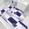 Blue Memory Foam Bathroom Rug Sets 5 Piece, Absorbent Non-Slip