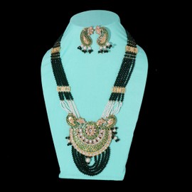 FIDOZA Green Color Meenakari Necklace Set indian jewelry sets for women bollywood jewelry sets for women indian wedding jewelry (MKN001GRN)