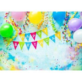 BELECO 10x6.5ft Fabric Happy Birthday Backdrop Birthday Party Interior Decorations Birthday Banner and Colorful Balloons Birthday Party Supplies Wall Decor Boy Girl Photoshoot Photo Background Props