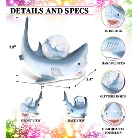 COTA Global Shark Snow Globe - Ocean Life Animal Water Globe Figurine with Sparkling Glitter, Zoo Collectible Novelty Ornament for Home Decor, for Birthdays, Christmas, Valentine – 45mm