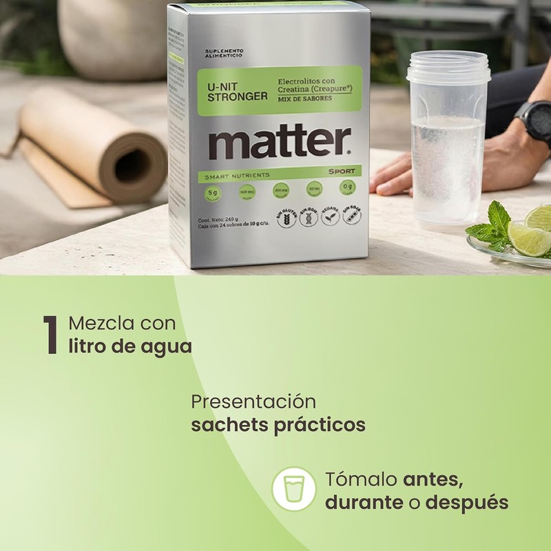 Electrolitos con Creatina Creapure U‑nit Stronger SA7162 – 24 sobres