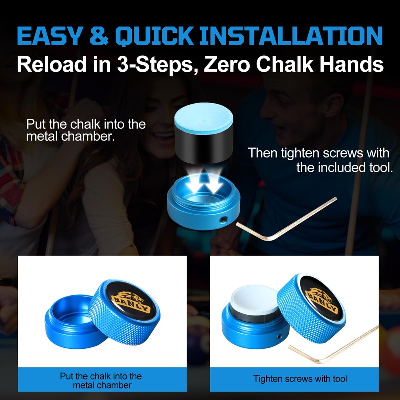 Banly Magnetic Pool Chalk Holder with Fixed Belt Clip, Portable