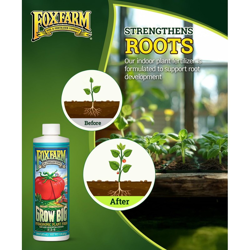 FoxFarm Grow Big Hydro Organic Liquid Fertilizer, 1 Pint -