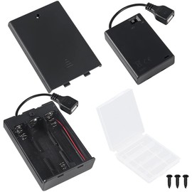 MKBKLLJY 2Pcs 3AA Battery Holder Switch USB Female Socket 3x1.5V AA Battery Case Box Holder On/Off Switch with Cover Screw and Transparent Battery Storage Case for Arduino RC Cars LED Strip Light