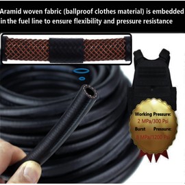 NEW DAFU 5/16 Inch 8mm ID NBR Nylon Braided Fuel Line Set,5 Ft.＋6 Pcs 1/2 Inch ID Hose Clamps,For Motorcycle Kawasaki Kohler Briggs Stratton Small Engines,Boat Marine Outboard Gas Diesel Petrol