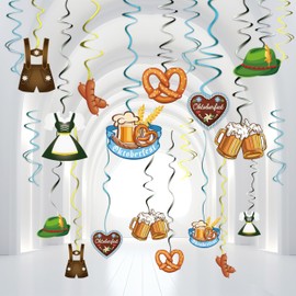 Pack of 30 Oktoberfest Decoration Hanging Oktoberfest Swirl Spiral Oktoberfest Decoration Set, Bavarian Garland for Oktoberfest Party, Bavarian Decoration Ceiling Hanger Decoration