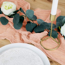 Koyal Wholesale Gauze Table Runner Extra Long, Cheesecloth Table Runner for Wedding, Boho Table Decor, Farmhouse Table Runner for Birthday, Baby Shower, Easter Brunch (Blush Pink, 28.3 x 157-Inch)