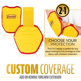 Franklin Sports Baseball Elbow Guard - PRT Series Adult Baseball + Softball Shield for Batting - Protective Elbow + Forearm Pad - Right + Left Hand Hitters - Yellow/Red - One Size - Adult