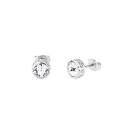 Karen Millen Logo Stud Earrings For Women (Silver/Clear Crystal)