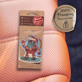Snowboarding Santa Car Air Freshener 6 Pack Scented With Essential Oils By Fresh Fresheners (6 Pack)