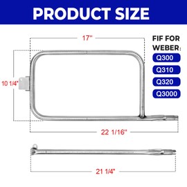 GGC Grill Burner Tube for Weber 65032 Q300 Q320 Q3000 Q3200 Series Grills, Stainless Steel 60036 Grill Burner Tube Set Replacement for Weber 404341 57060001 586002