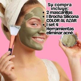 Universo en Linea Mascarilla Carbón Activado Brocha Kit Antiacné Espinillas F