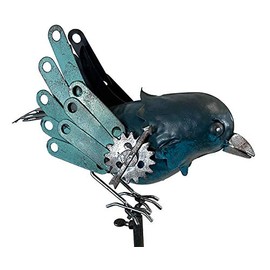 Esschert Staked Metal Mechanical Bluebird Rocker, 54" H