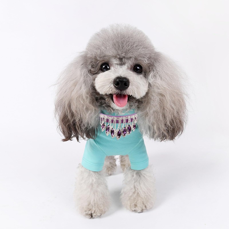 HOWWFALY Bling Rhinestone Crystal Dog Collar PU Leather Adjustable Collar