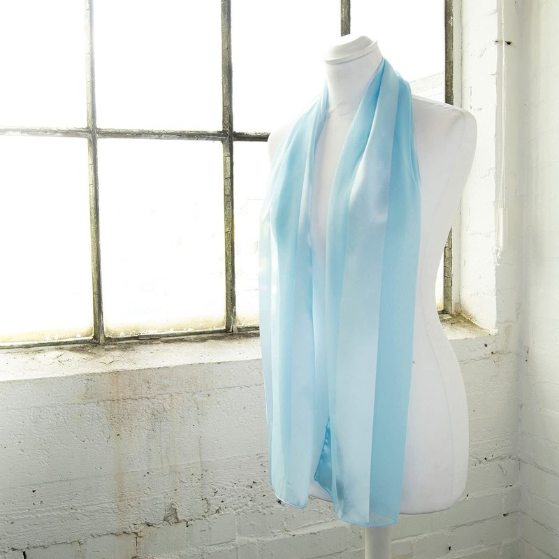 Basic Sense Shiny Satin Scarf Lightweight Silky Chiffon Solid Plain