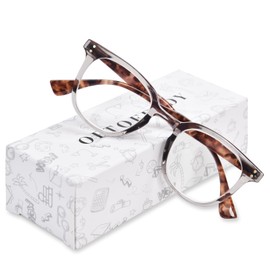 OPTOFENDY Reading Glasses for Women, Blue Light Readers with Spring Hinges, Anti Glare Eyestrain Computer Readers Grey 1.0x