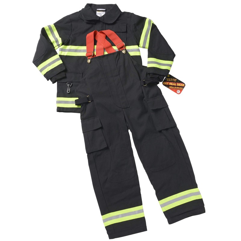 Aeromax Jr. Fire Fighter Bunker Gear, Black, Size 4/6