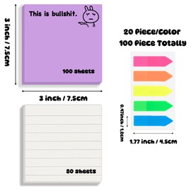 Sticky Notes 3x3 Self-Stick Notes Pads with 6 Bright Colors&5 Color Book Tap, Easy to Post for Office, Shool, Home, 7 Pads/Pack, 100 Sheets/Pad
