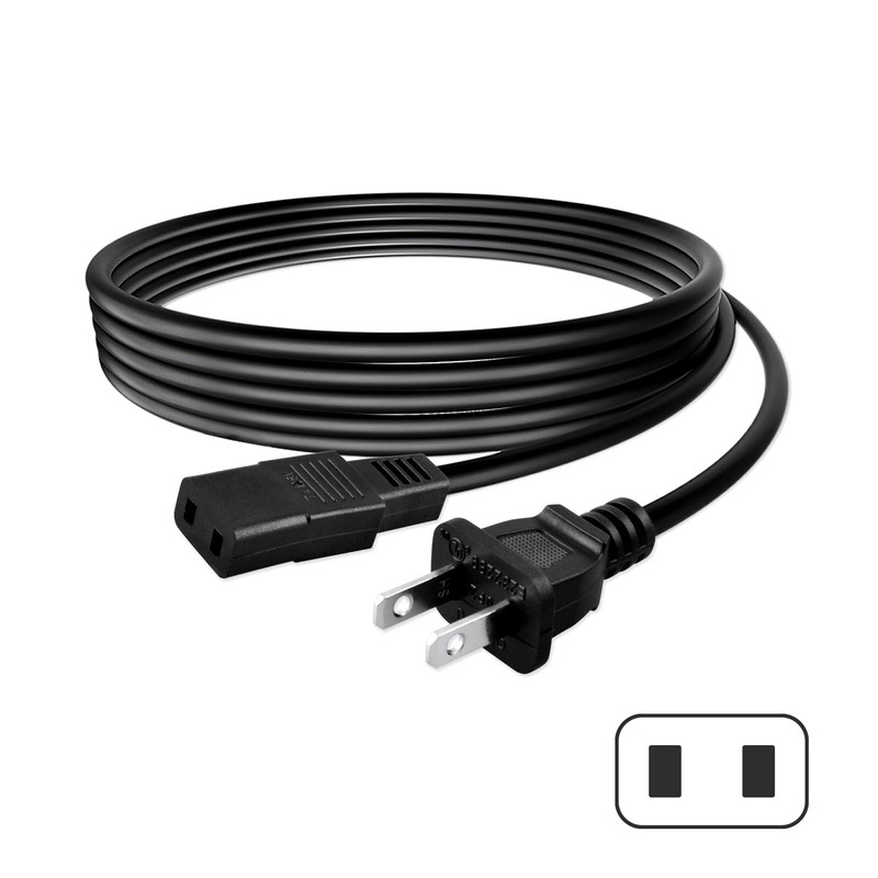PGENDAR 8ft 2-Prong Square AC Power Cord Cable Lead for