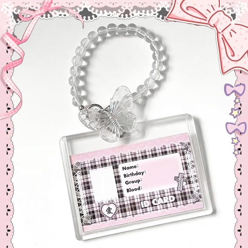 2 PCS Butterfly Photocard Holder - Clear Acrylic ID Badge