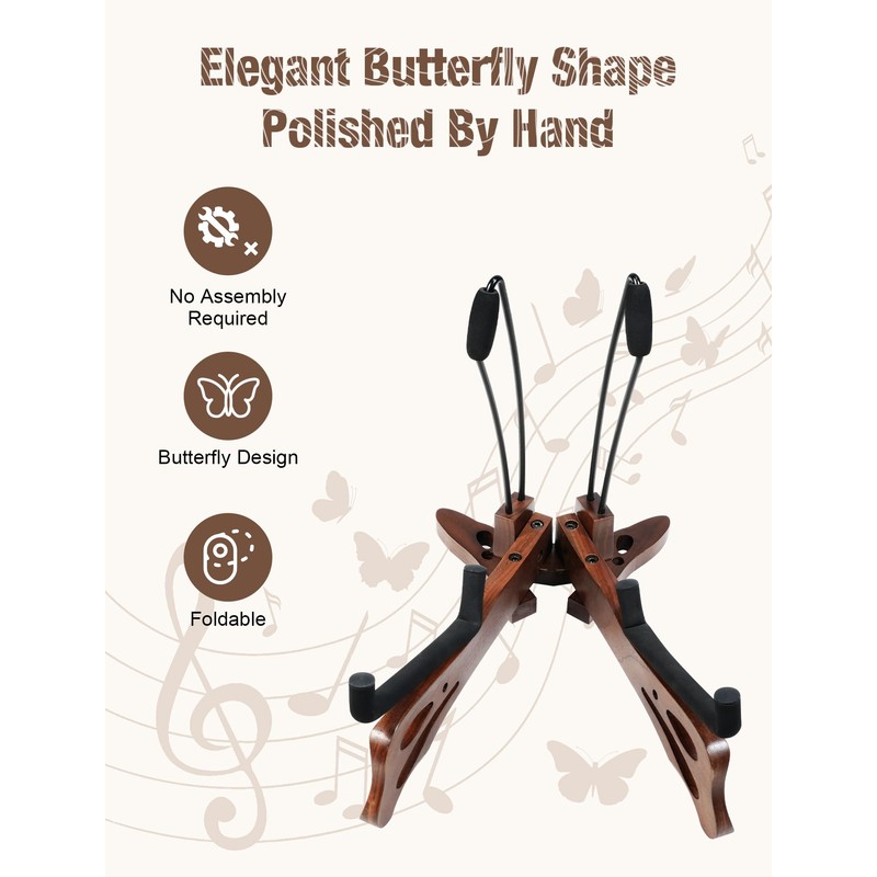 Musbeat Cello Stand with Bow Holder, Butterfly-Shape Floor Stand with
