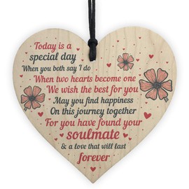 RED OCEAN Wedding Gift Wooden Heart Plaque Mr And Mrs Good Luck Bride Groom Keepsake Gift