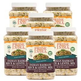 Pride Of India - PACK of 6 - Indian White Basmati Rice & Lentil Kitchari Mix - Protein Superfood, 3 Pound Jar