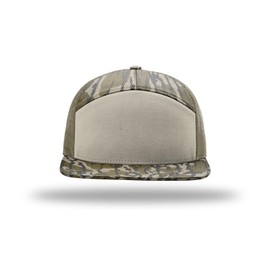 Richardson 168 168P Hat 7-Panel Trucker Cap Hi-Pro Snapback Cap Camo Hat Adjustable Baseball Hat Blank Hat Bulk Hats - Bottomland/Loden