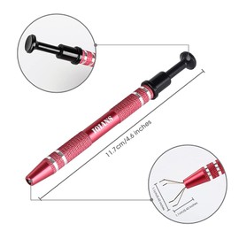 IQIANS Diamond Holder Terp Pearl Cotton Claw Grabber Tool Stainless Steel 4 Prongs Pick up Tool Grabber Gem Tweezers for Jewelry Making Accessory, IC Chip, Electronic Components, Nails Clamping Red