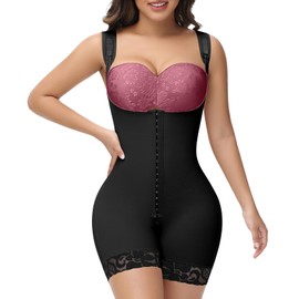 SHAPSHE Fajas Colombianas Moldeadoras De Cintura Y Abdomen Reductoras Faja Postparto Para Mujer Shapewear Tummy Tuck Full Body Shaper Fupa Control Butt Lifting Post Surgery Compression Garment Black