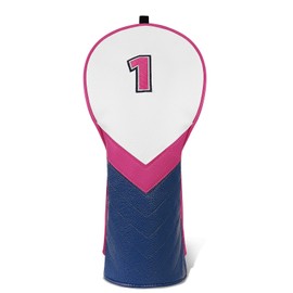 Golf Club Head covers for Driver 460CC DR #1 Elastic Closure White Pink Blue PU Leather