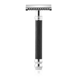 Parker Open Comb Double Edge Safety Razor – Heavyweight Chrome Handle for Closer Shaves – Includes 5 Razor Blades – Ideal for Men with Thick or Coarse Beards (26C - Graphite Gray)