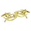 Gold Plated Christian Icthus with Crystal Detail Cufflinks (X2AJ171)