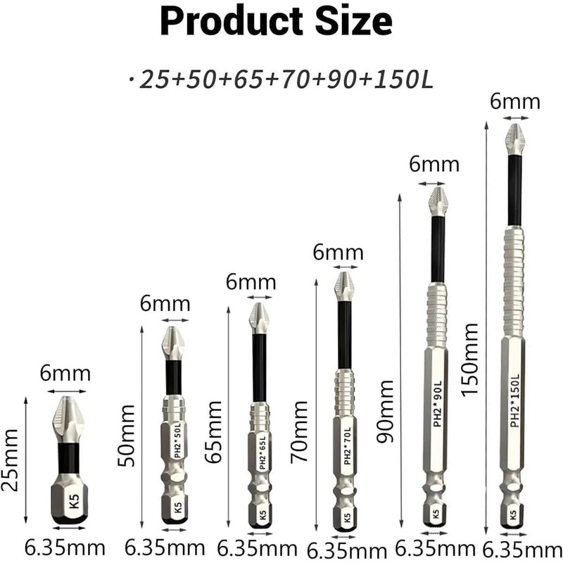High Magnetic Screwdriver Drill Bit Set 9pcs,Durable Hardened Steel Drill