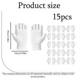 15 Pairs of Fingerless Cotton Gloves, Thin Cotton Gloves for Dry Hands, UV Protection Gloves, Breathable Fingerless Design for Sleeping, Spa, Driving (White)
