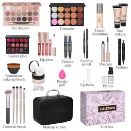 [미국배송] 여성용 올인원 메이크업 키트 - 섀도 팔레트 컨실러 파운데이션 성인 전문가 및 초보자용 휴대용 풀 트렁크 [US Shipping] Women's All-in-One Makeup Kit - Shadow Palette Concealer Foundation for Adults, Professionals, and Beginners, Portable Full Trunk [B Set Box]