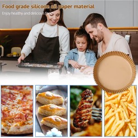 VEKENSEE 100 pack Revestimiento de Papel Desechable para Freidora de Aire, 6.3 Pulgadas Papel para Freidora de Aire, Papel de Cocina para Freidora de Aire no Absorbente y Antiadherente