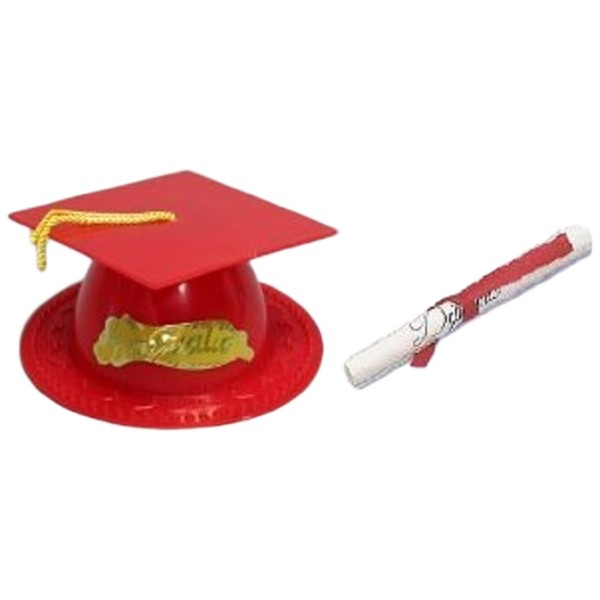 Oasis Supply Graduation Cap Cake Topper with Diploma, Red