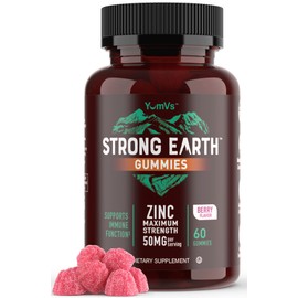 Strong Earth - 50mg Zinc Gummies for Kids and Adults (60 Count) - Immune Support & Antioxidant Supplement - Delicious Natural Flavor Zinc Supplement Gummy - Gluten, Non GMO, Vegan - Chewable Zinc