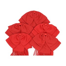 PACK OF 5 LARGE MEXICAN CHARRO BOW TIE WITH ELASTIC BAND AND 100% HANDMADE TIP (RED)