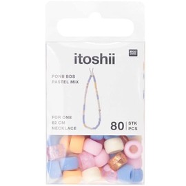 Pony Beads - Pastel Colours - 9mm x 6mm - Pack of 80