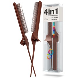ColorBow Peine de clip de cola de rata (paquete de 2) peine alisador de pelo, peine de hierro plano, peine de alisado, herramientas de peinado para colorear el cabello, herramientas de corte y guía de hierro plano