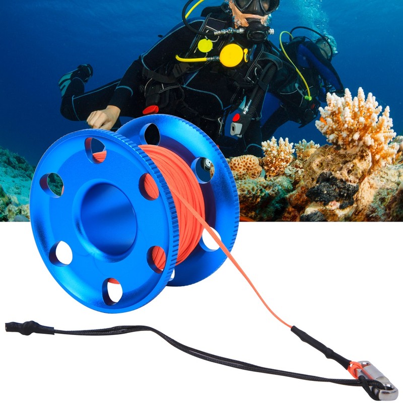 Stainless Steel Blue Scuba Diving Finger Spool Reel with Fluorescent