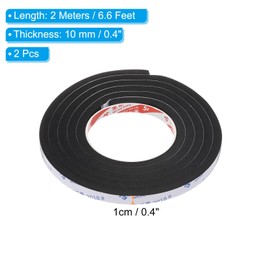 PATIKIL 2m/6.6ft Sealing Foam Tape, 2 Pack 1cm Wide 10mm Thick Single Sided Weather Stripping Door Seal Strip for Window Door Insulation, Black