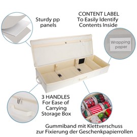 Cong.Lai Wrapping Paper Storage: Storage Bag for Wrapping Paper - Waterproof 600D Oxford Fabric - Wrapping Paper Rolls Organiser with Compartments 90 x 30 x 12 cm Beige