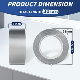 Kwtpsg Heavy Duty Silver Duct Tape 5 Pack Strong No Residue All-Weather Duct Tape 2 inches x 30 Yards Multi-Use for Indoor & Outdoor Repairs, Industrial, Professional Use