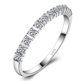 Uloveido 2mm Classic Cubic Zirconia CZ Eternity Stackable Rings for Lady Teen Girls (White, Size N1/2) J029