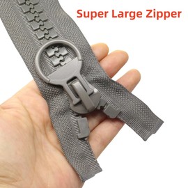 YaHoGa 61cm #20 Super Large Separating Giant Plastic Zippers for Sewing Tents Coats Overcoats Boat Cover Canvas Heavy Duty Huge Resin Vislon Zippers (24" Grey)
