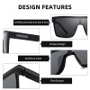 GLINDAR Polarized Flat Top Sunglasses Womens Men, Oversized Square Shield
